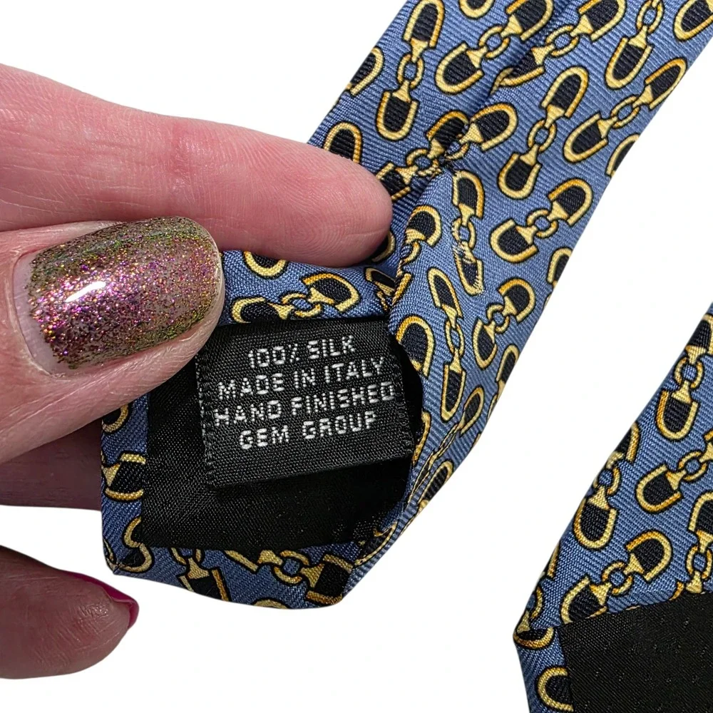 Paolo Designed By Paolo Gucci Mens‎ Necktie Blue One Size Silk Horse Bit Link